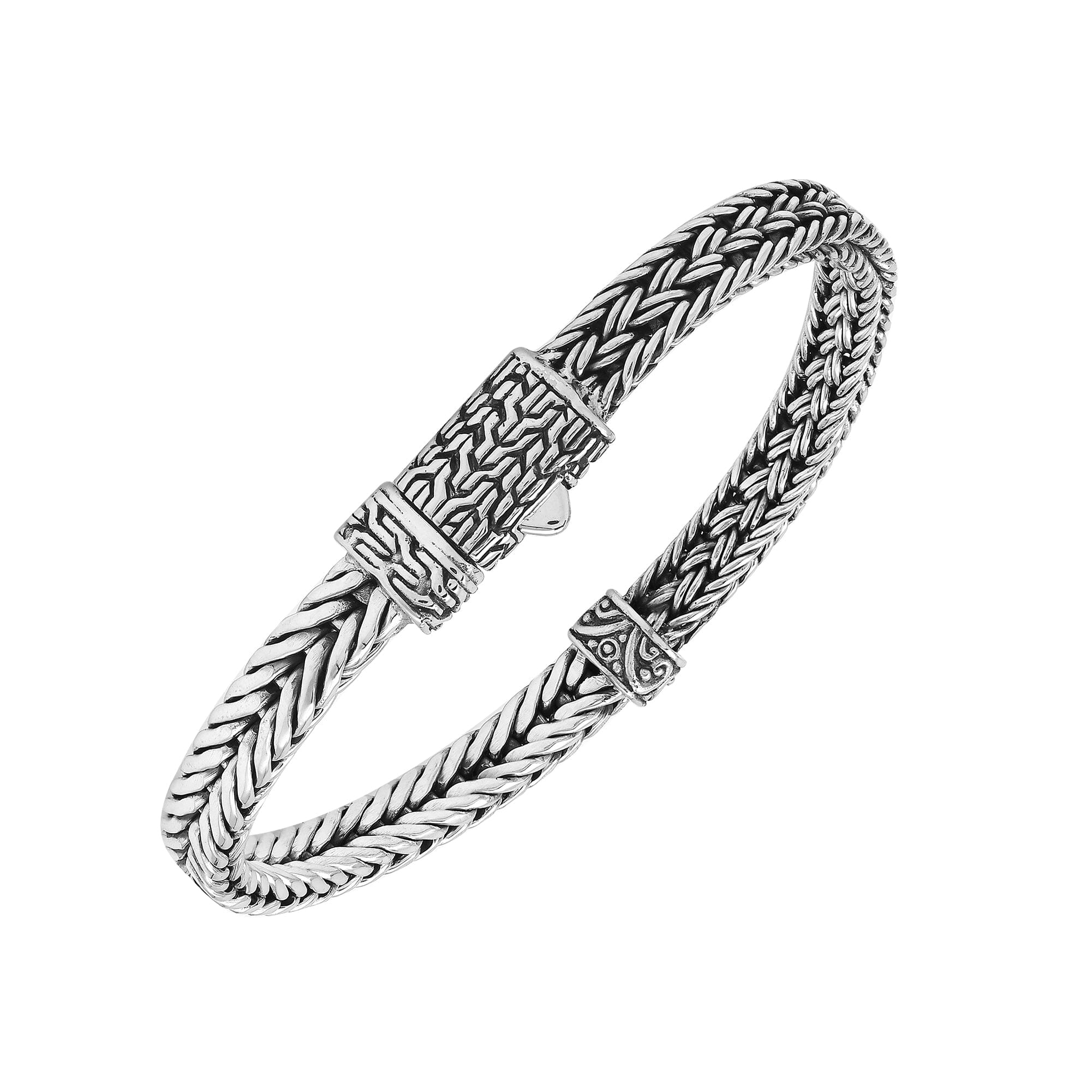 AB-1252-S-7" Sterling Silver Bracelet With Plain Silver Jewelry Bali Designs Inc 