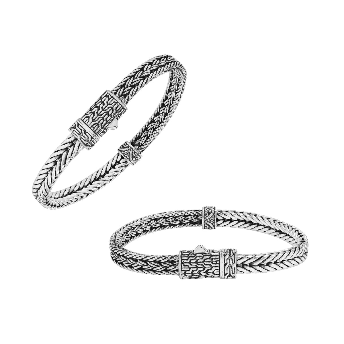 AB-1252-S-7" Sterling Silver Bracelet With Plain Silver Jewelry Bali Designs Inc 