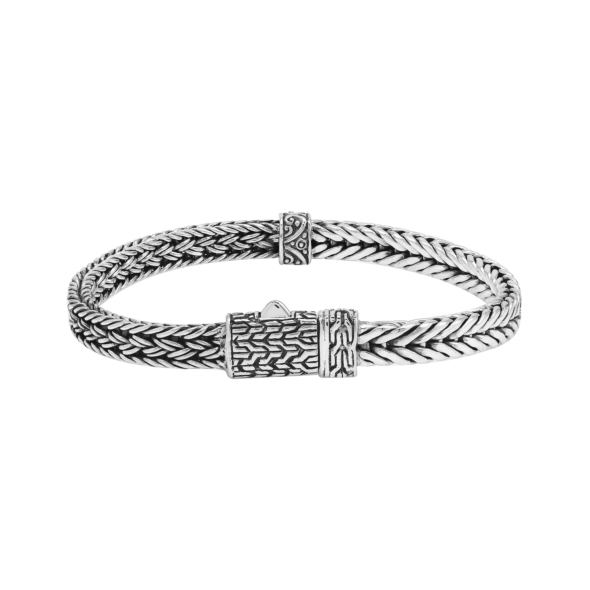 AB-1252-S-7" Sterling Silver Bracelet With Plain Silver Jewelry Bali Designs Inc 
