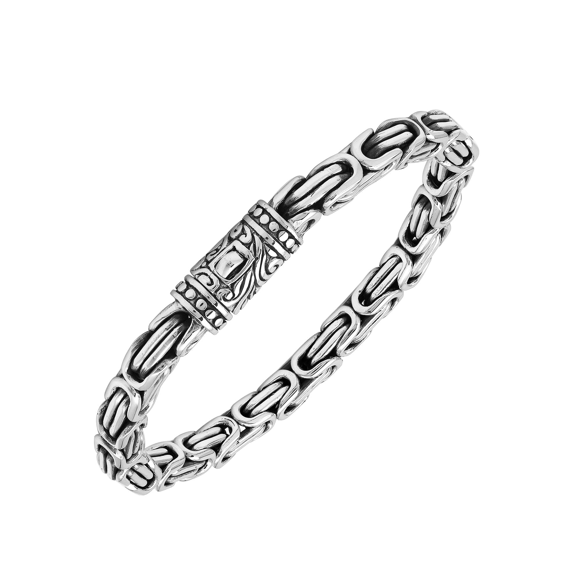 AB-1254-S-7" Sterling Silver Bracelet With Plain Silver Jewelry Bali Designs Inc 