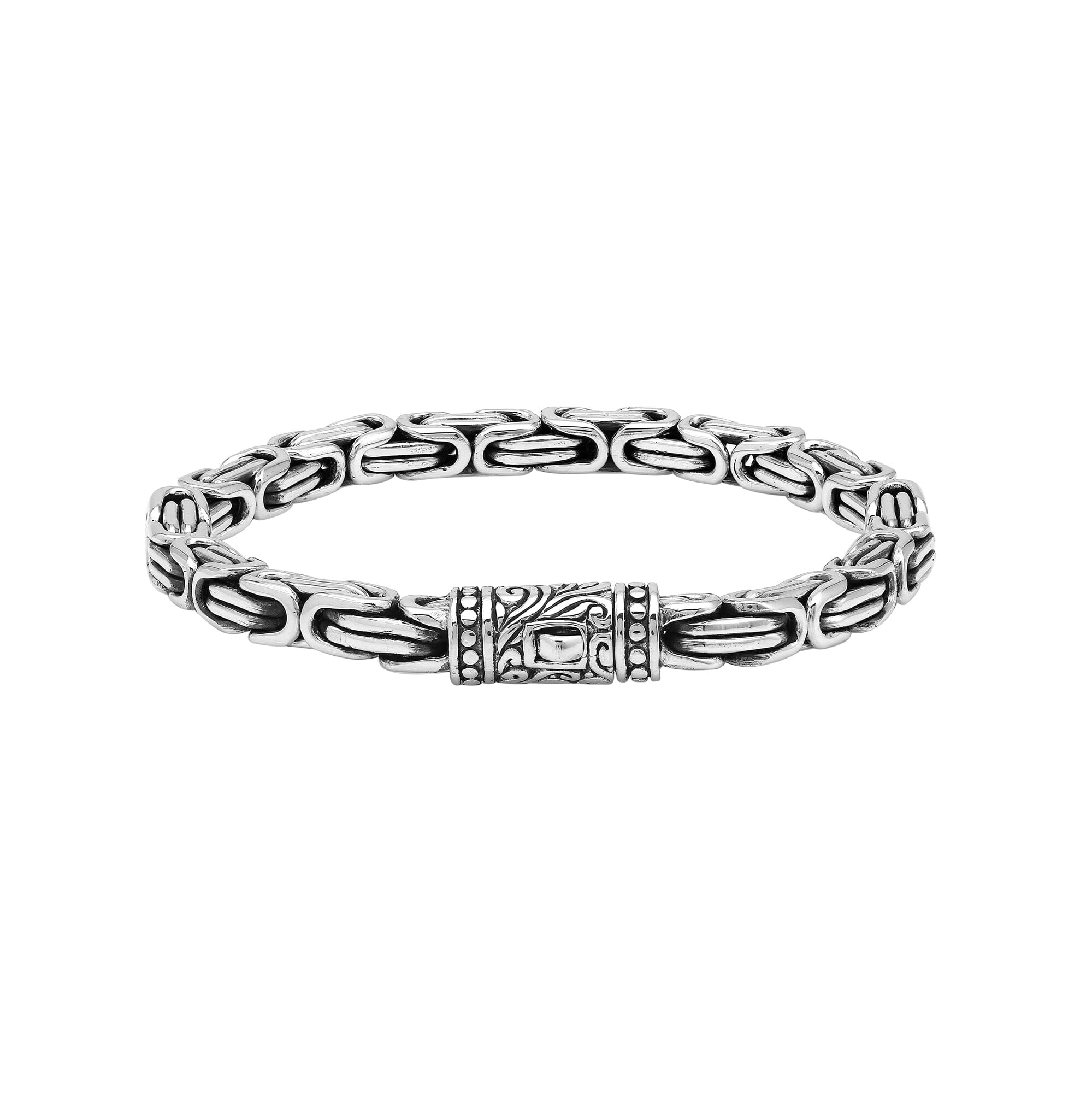AB-1254-S-7" Sterling Silver Bracelet With Plain Silver Jewelry Bali Designs Inc 