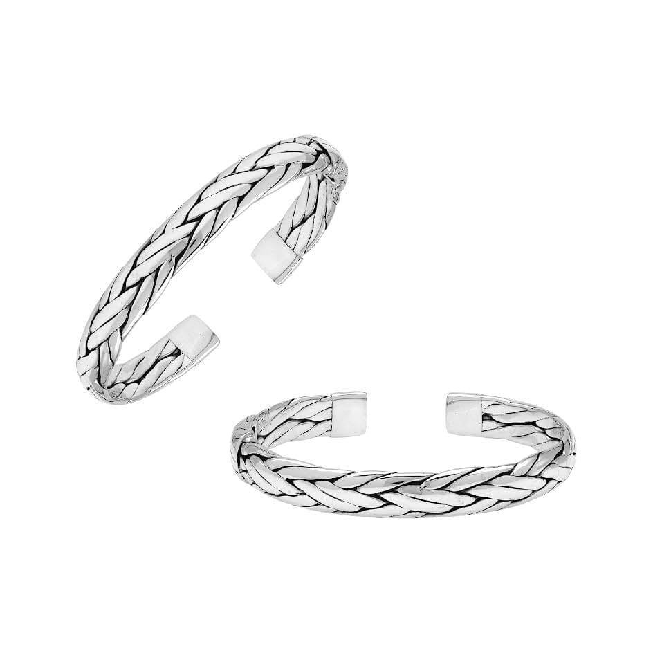 AB-1255-S-B Sterling Silver Big Bangle With Plain Silver Jewelry Bali Designs Inc 