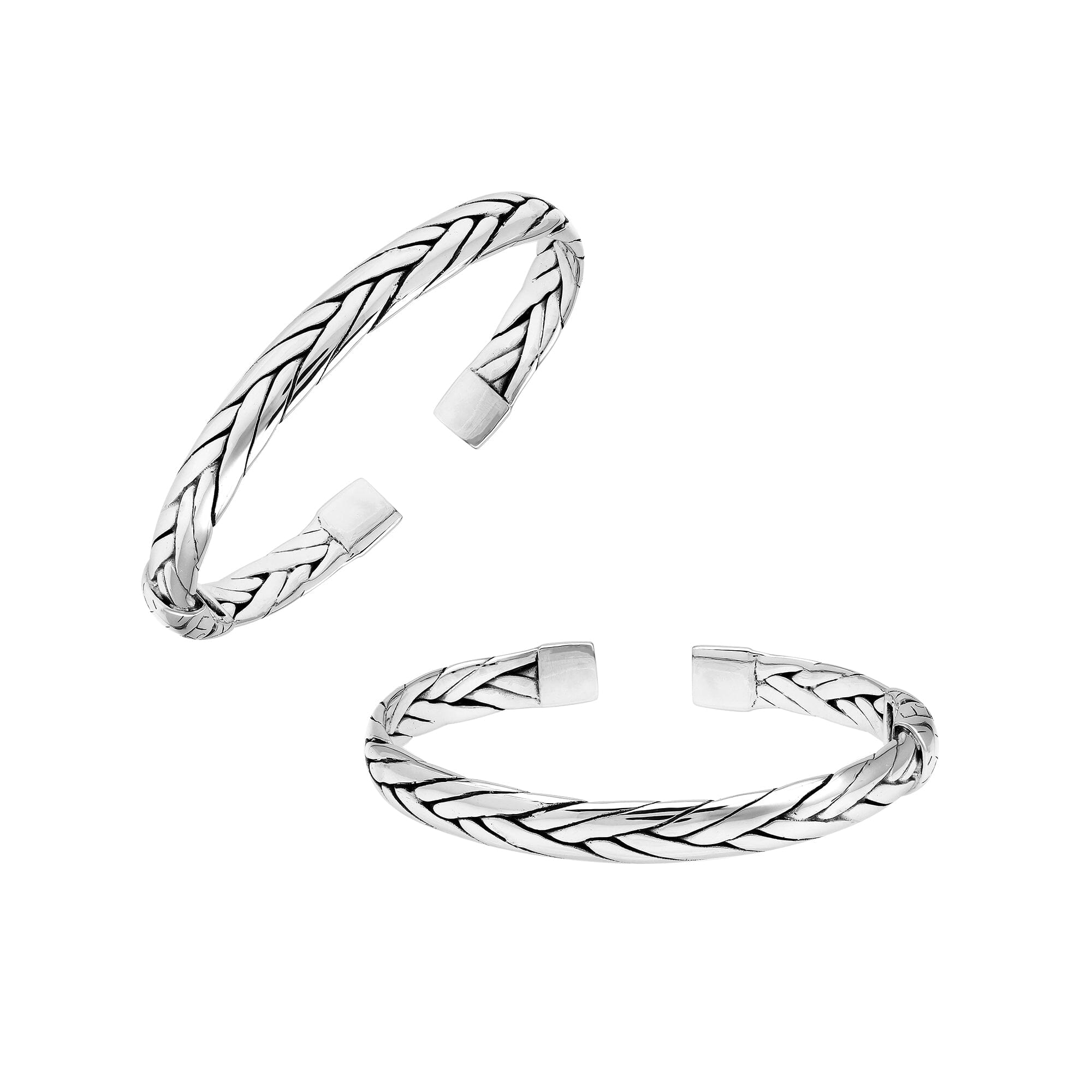 AB-1255-S-S Sterling Silver Small Bangle With Plain Silver Jewelry Bali Designs Inc 