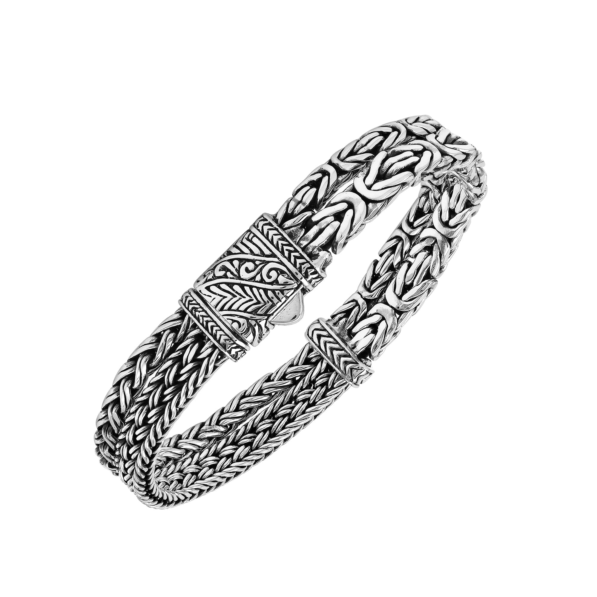 AB-1256-S-7" Sterling Silver Bracelet With Plain Silver Jewelry Bali Designs Inc 