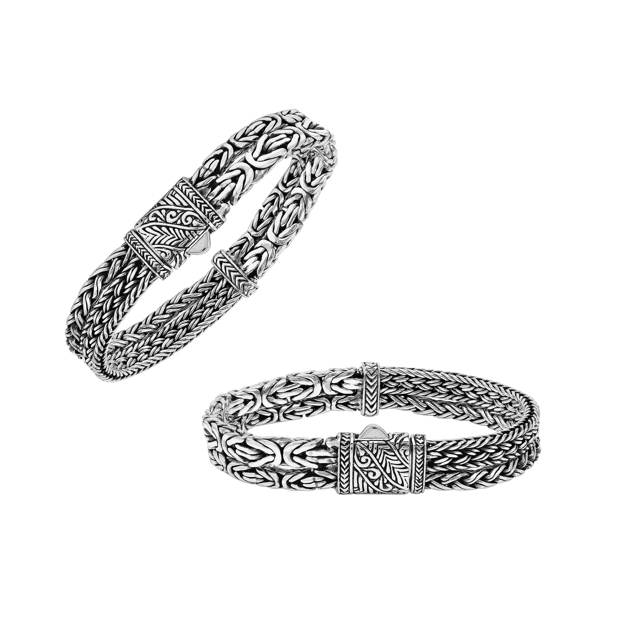 AB-1256-S-7" Sterling Silver Bracelet With Plain Silver Jewelry Bali Designs Inc 