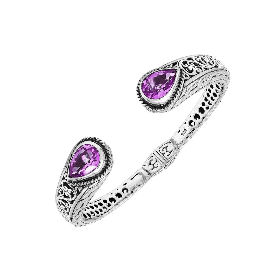 AB-1260-AM Sterling Silver Bangle With Amethyst Q. Jewelry Bali Designs Inc 