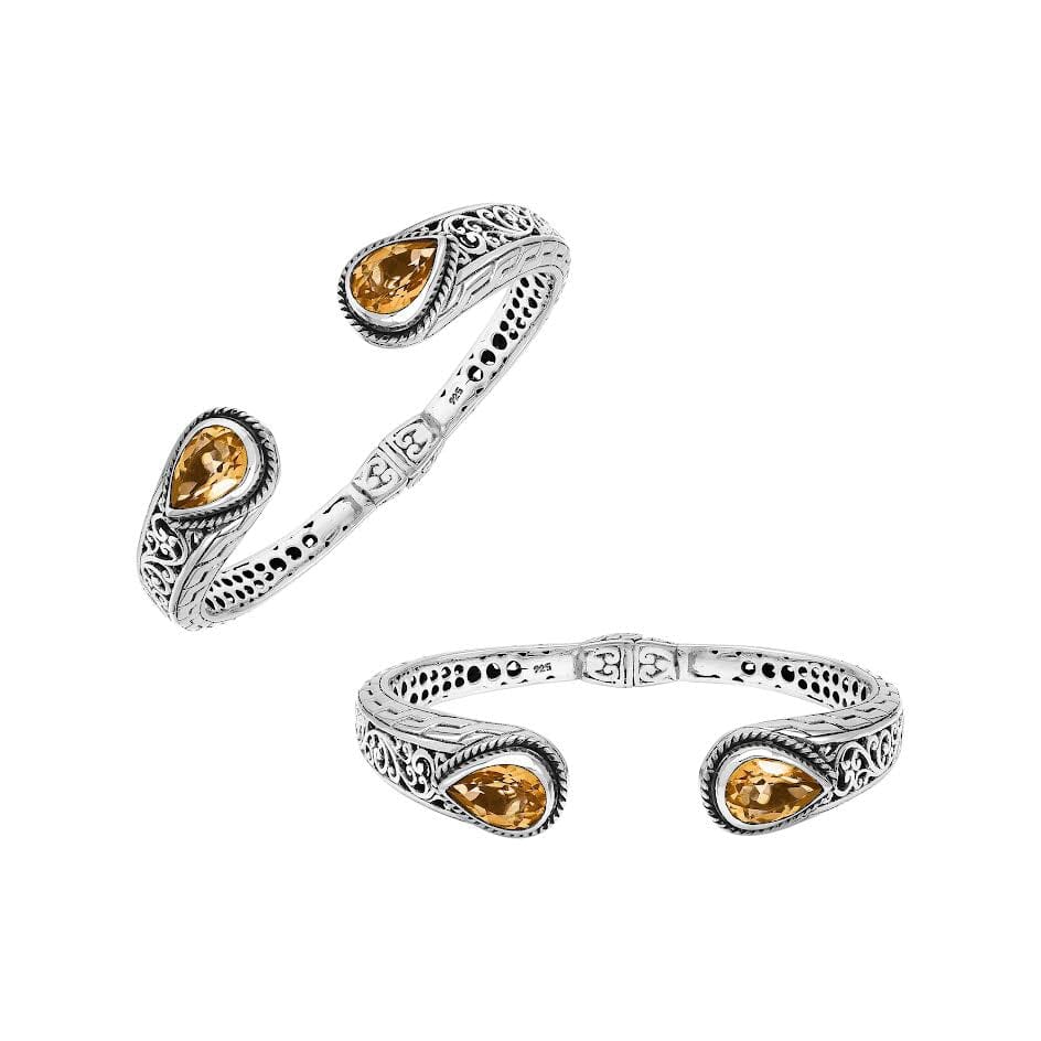 AB-1260-CT Sterling Silver Bangle With Citrine Q. Jewelry Bali Designs Inc 