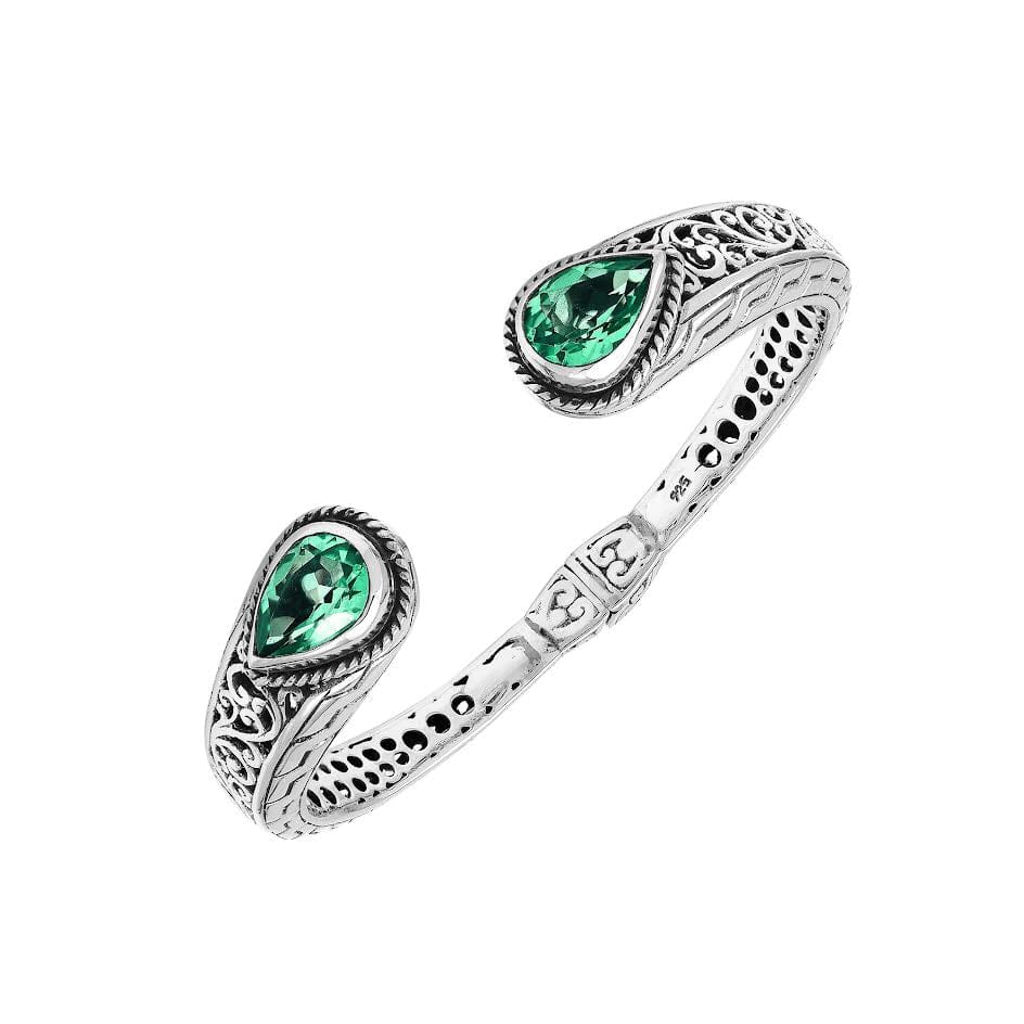 AB-1260-GQ Sterling Silver Bangle With Green Quartz Jewelry Bali Designs Inc 
