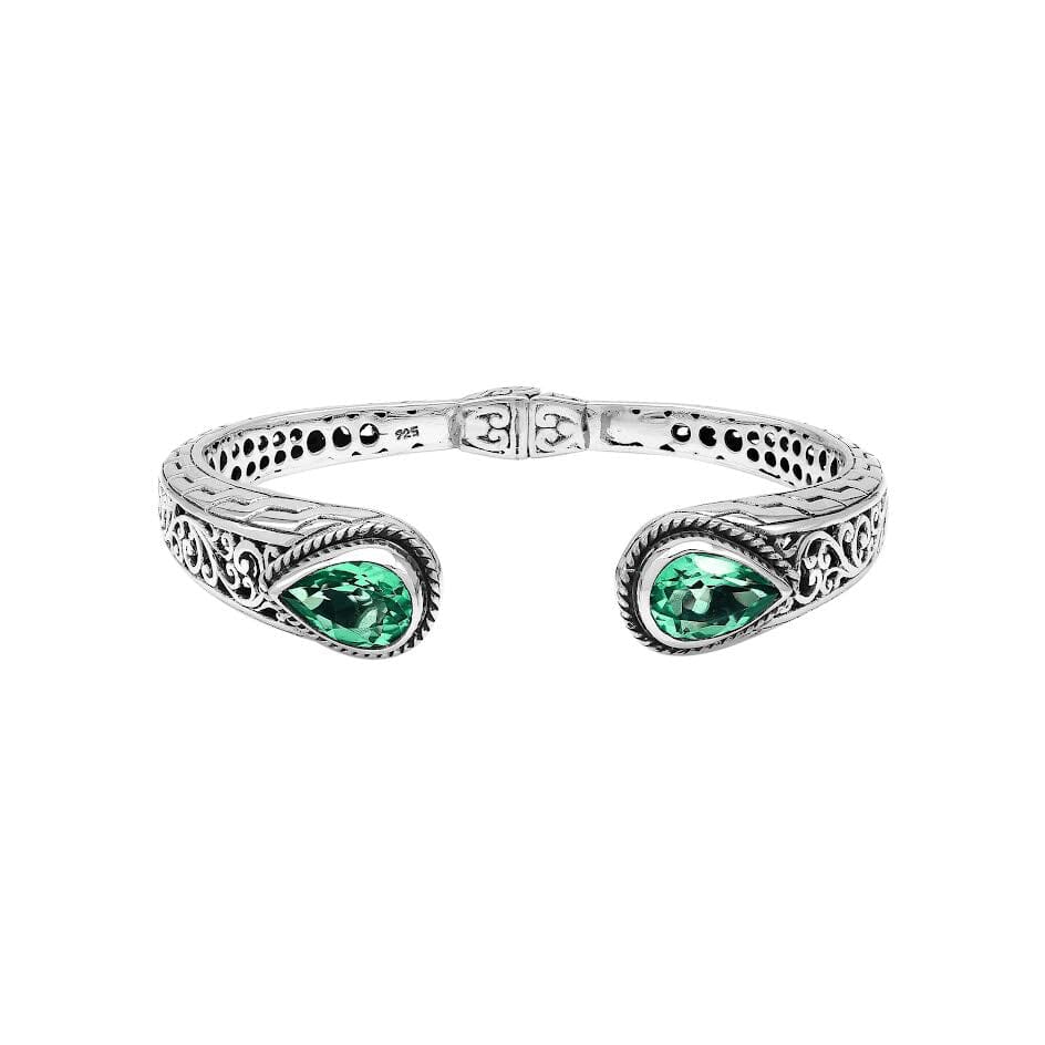 AB-1260-GQ Sterling Silver Bangle With Green Quartz Jewelry Bali Designs Inc 