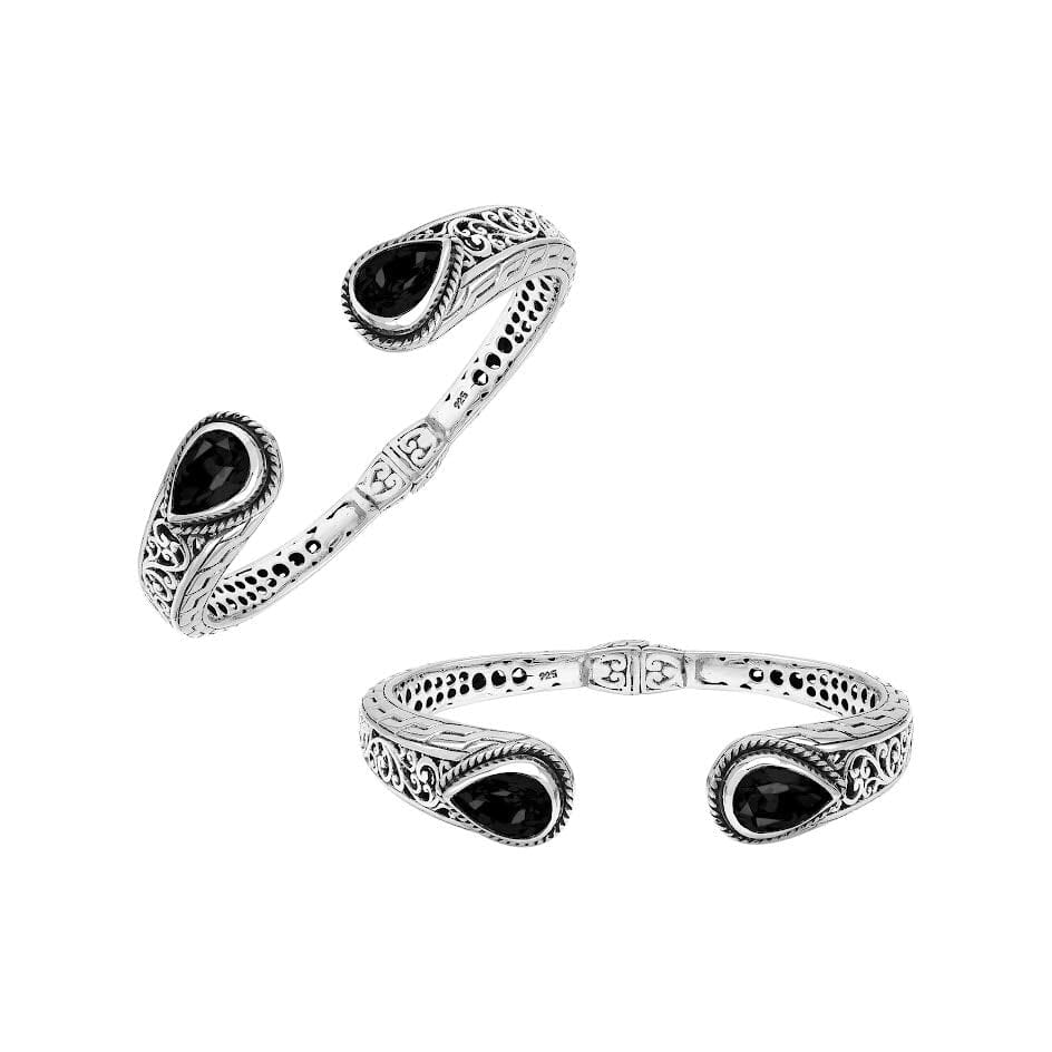 AB-1260-OX Sterling Silver Bangle With Black Onyx Jewelry Bali Designs Inc 