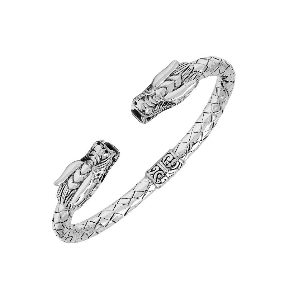 AB-1261-S Sterling Silver Bangle With Plain Silver Jewelry Bali Designs Inc 