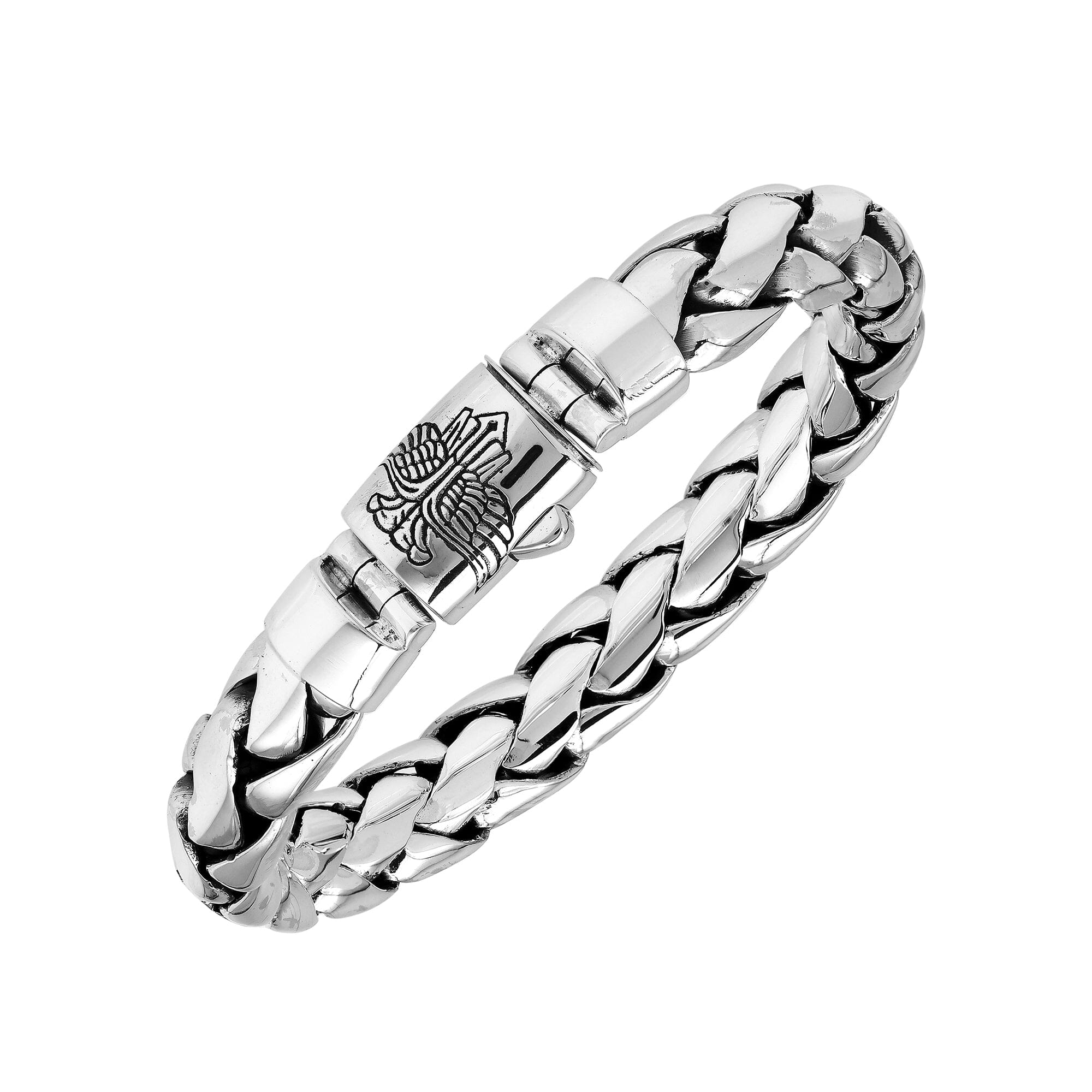 AB-1265-S-8.5" Sterling Silver Bracelet With Plain Silver Jewelry Bali Designs Inc 