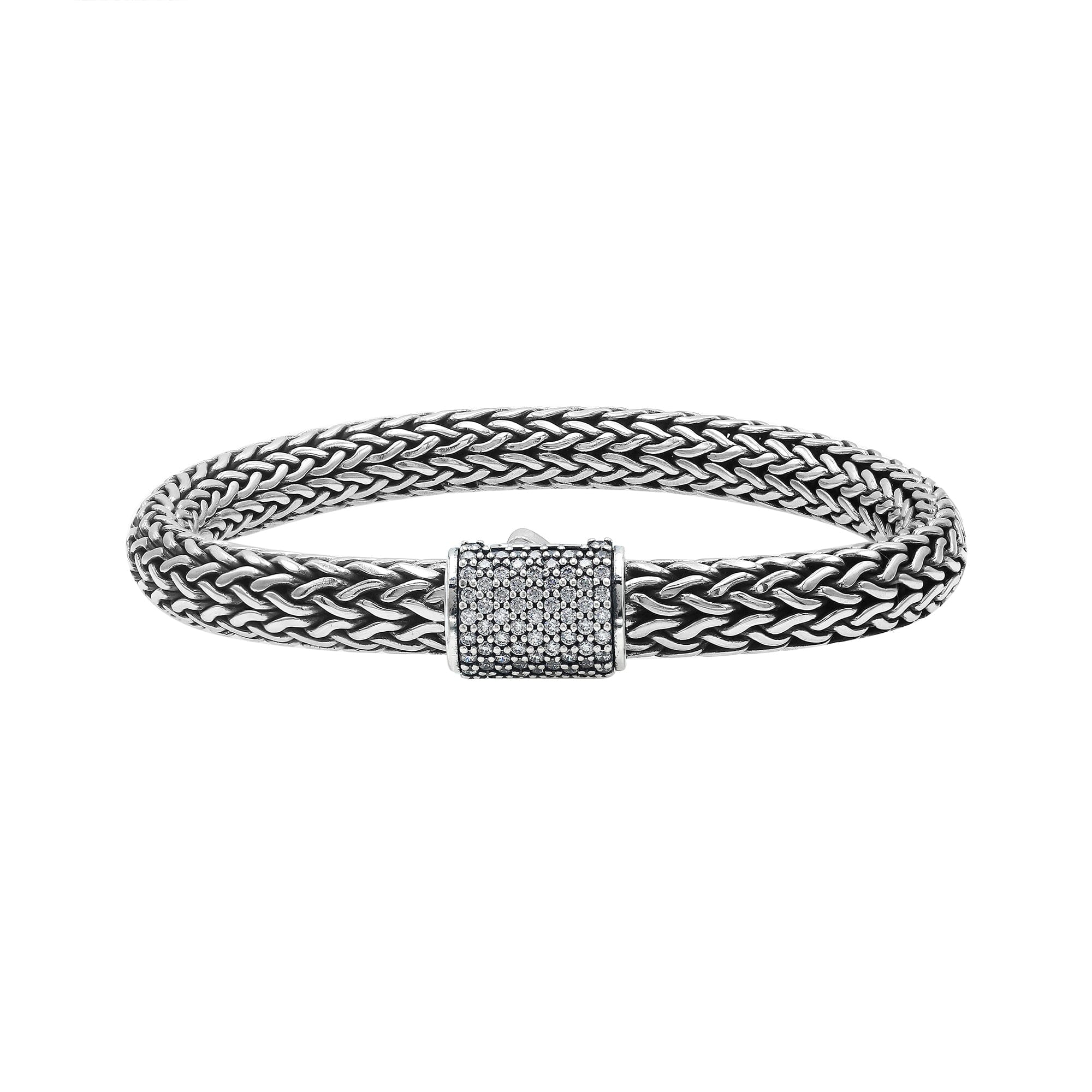 AB-1276-CVD Sterling Silver Bracelet With Diamond Jewelry Bali Designs Inc 8" 