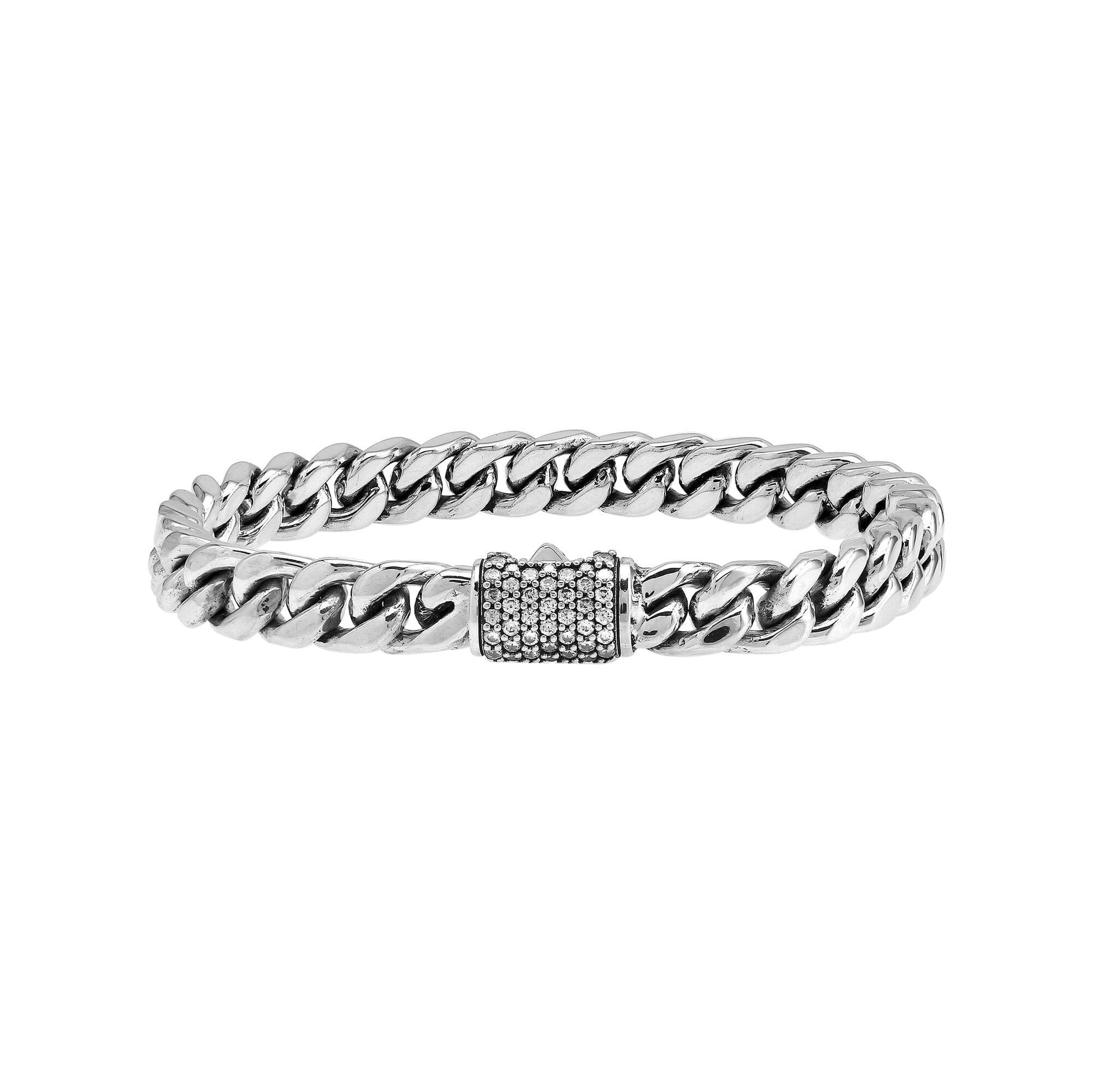 AB-1284-CZW Sterling Silver Bracelet With White Cubic Zirconia Jewelry Bali Designs Inc 