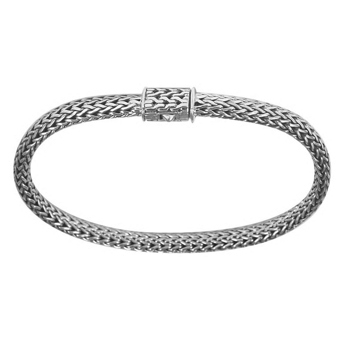 AB-6080-S-6" Sterling Silver Bracelet With Plain Silver Jewelry Bali Designs Inc 