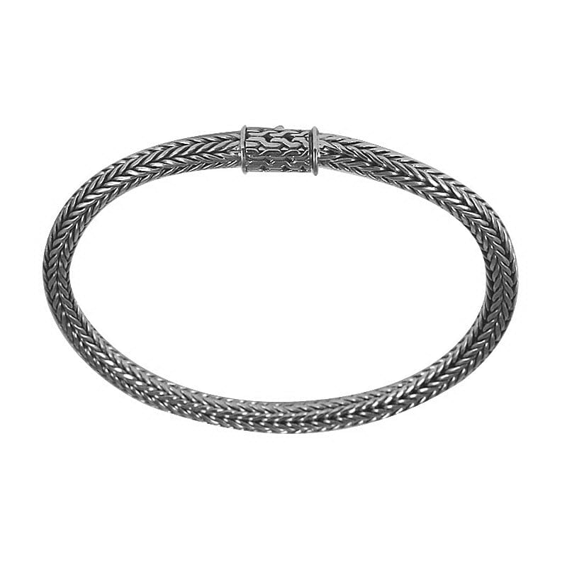 AB-6081-S-7" Sterling Silver Bracelet With Plain Silver Jewelry Bali Designs Inc 