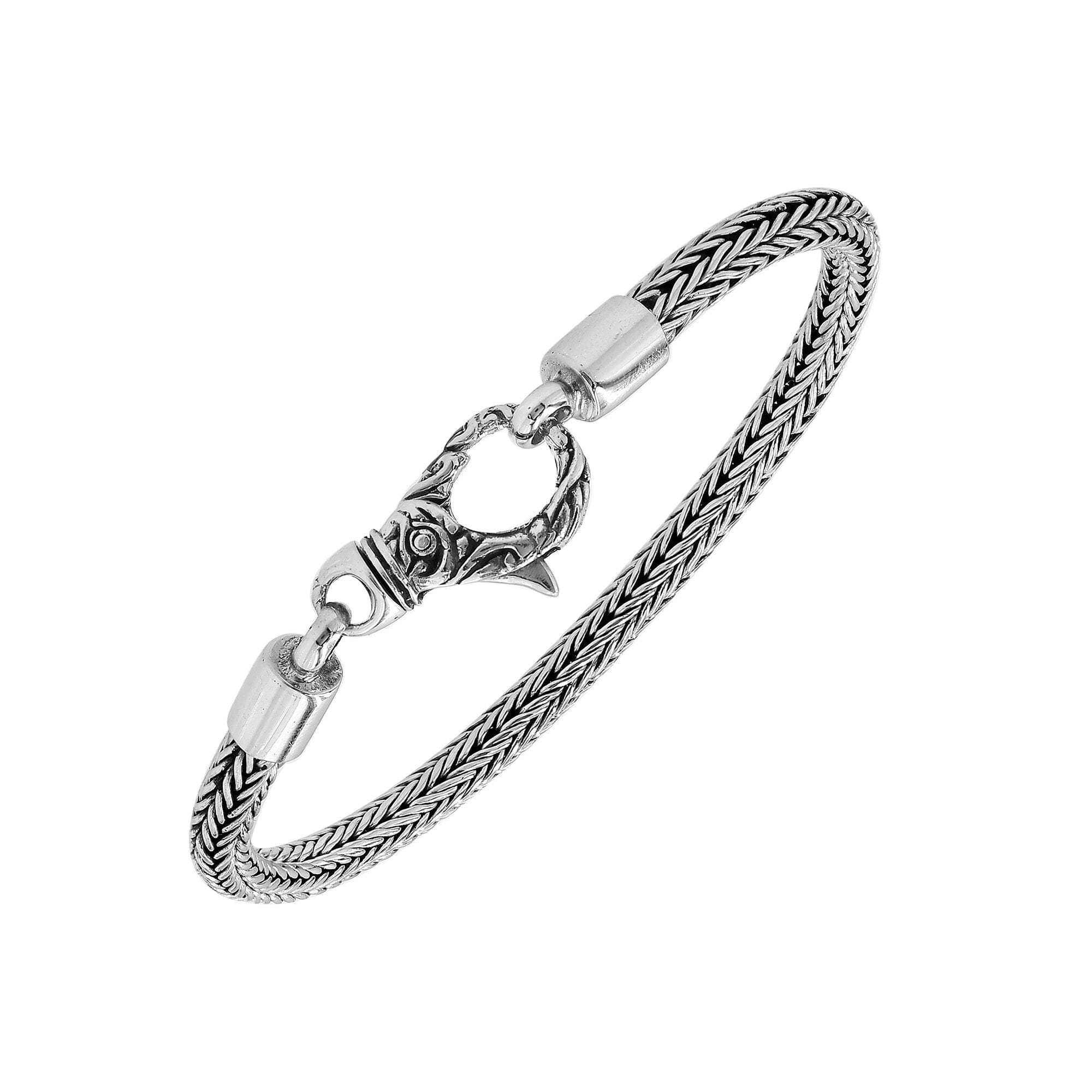 AB-6082-S-7" Sterling Silver Bracelet With Plain Silver Jewelry Bali Designs Inc 