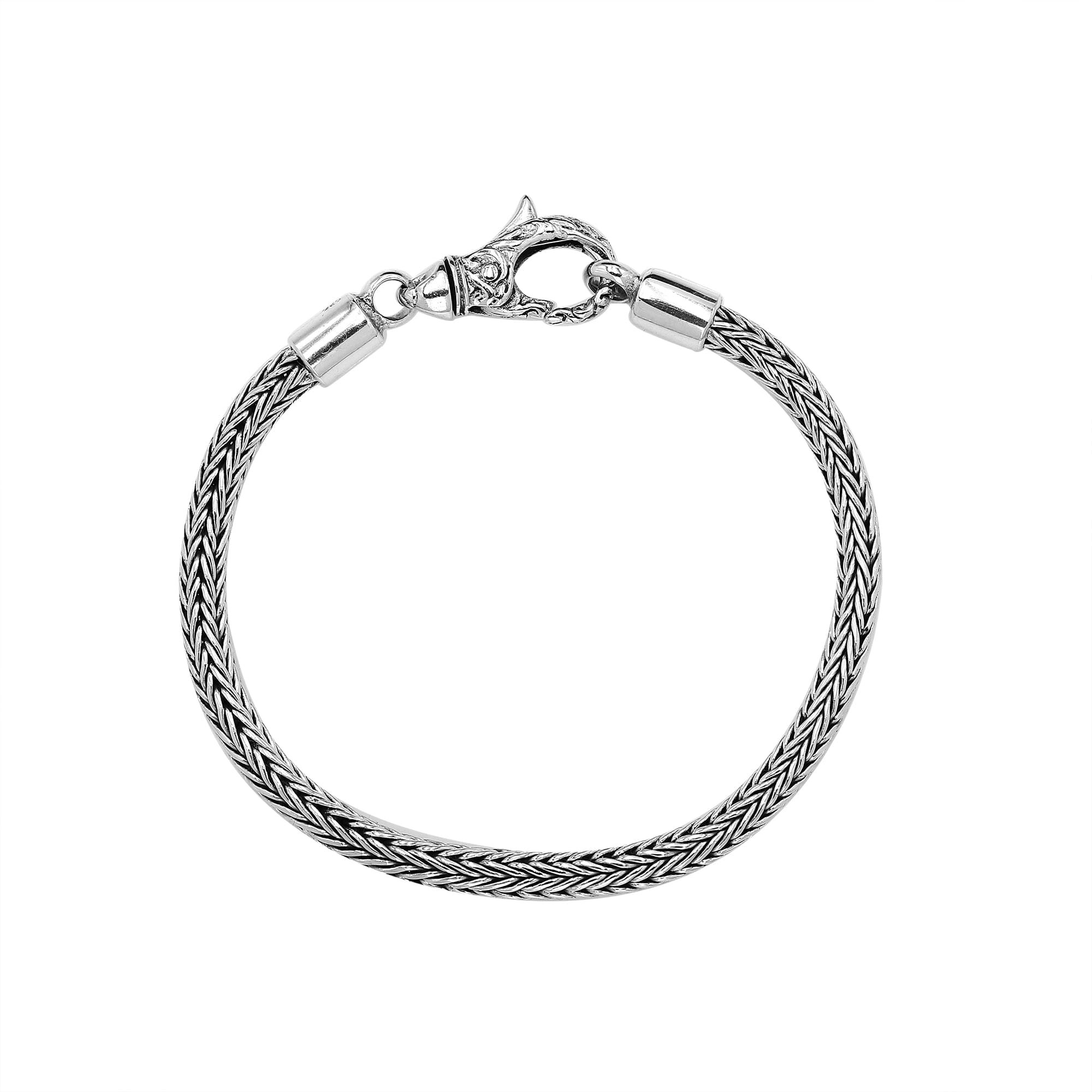 AB-6082-S-7" Sterling Silver Bracelet With Plain Silver Jewelry Bali Designs Inc 