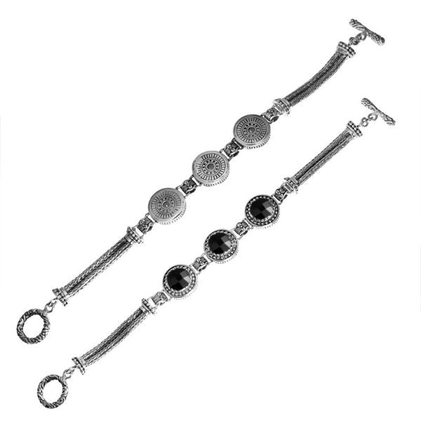 AB-6134-OX Sterling Silver Bracelet With Black Onyx Jewelry Bali Designs Inc 