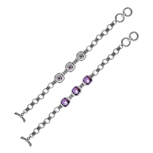 AB-6145-AM Sterling Silver Bracelet With Amethyst Q. Jewelry Bali Designs Inc 