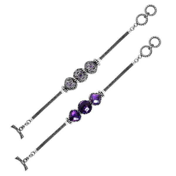 AB-6148-AM Sterling Silver Bracelet With Amethyst Q. Jewelry Bali Designs Inc 