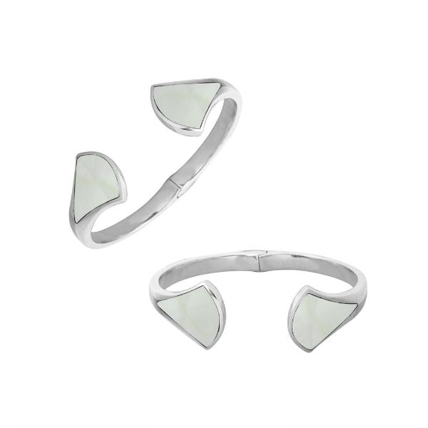 AB-6269-MOP Sterling Silver Bangle With Mother Of Pearl Jewelry Bali Designs Inc 
