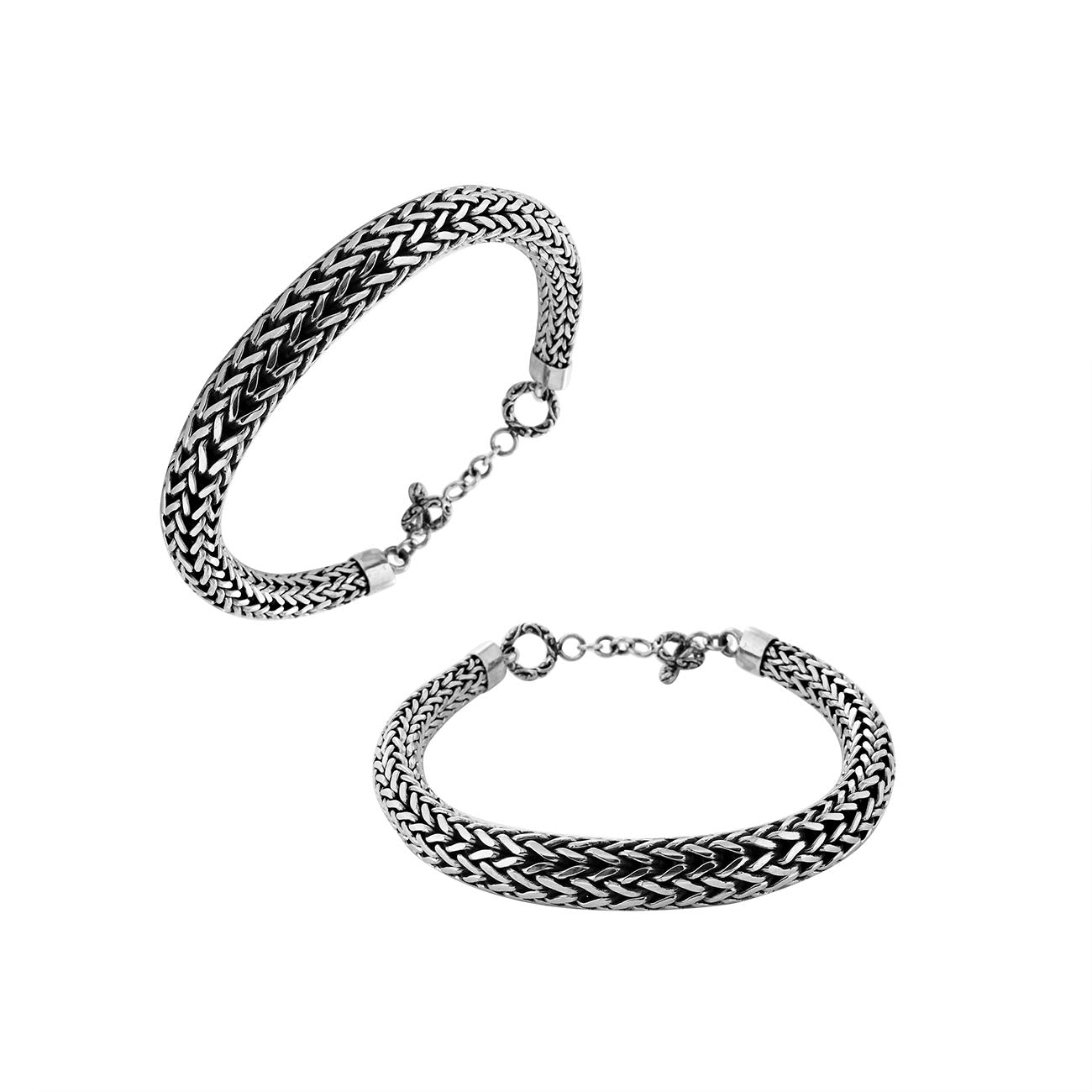 AB-6271-S-7.5" Sterling Silver Bali Hand Crafted Chain 8X10MM Graduated Bracelet Jewelry Bali Designs Inc 