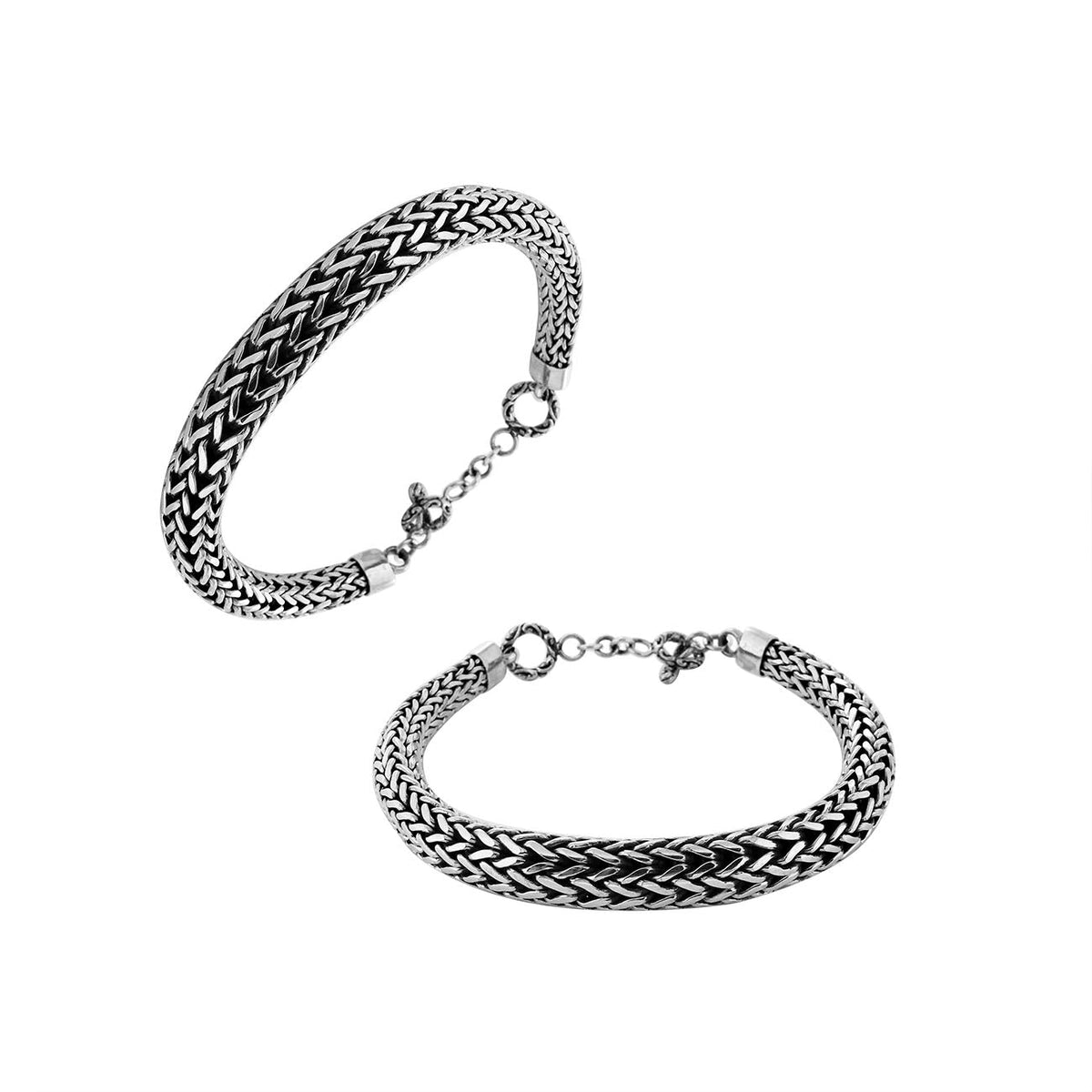 AB-6271-S-7.5" Sterling Silver Bali Hand Crafted Chain 8X10MM Graduated Bracelet Jewelry Bali Designs Inc 