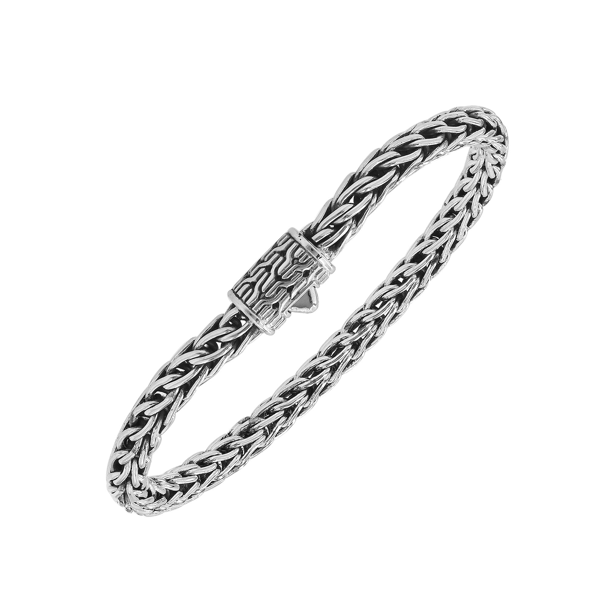 AB-6281-S-7" Sterling Silver Bracelet With Plain Silver Jewelry Bali Designs Inc 