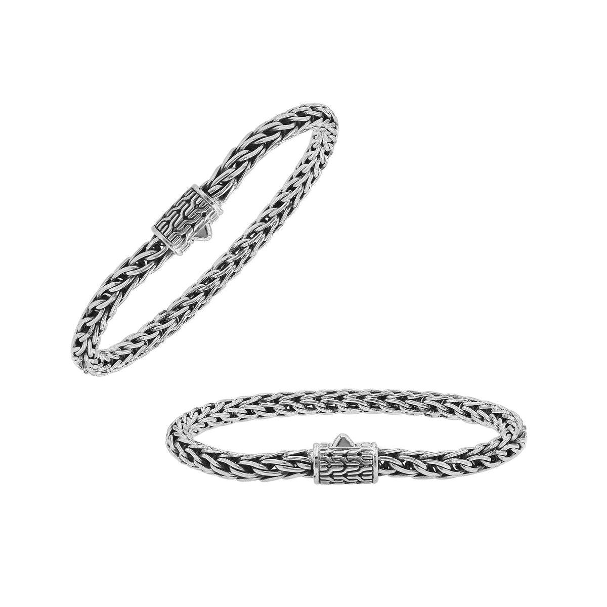 AB-6281-S-7" Sterling Silver Bracelet With Plain Silver Jewelry Bali Designs Inc 