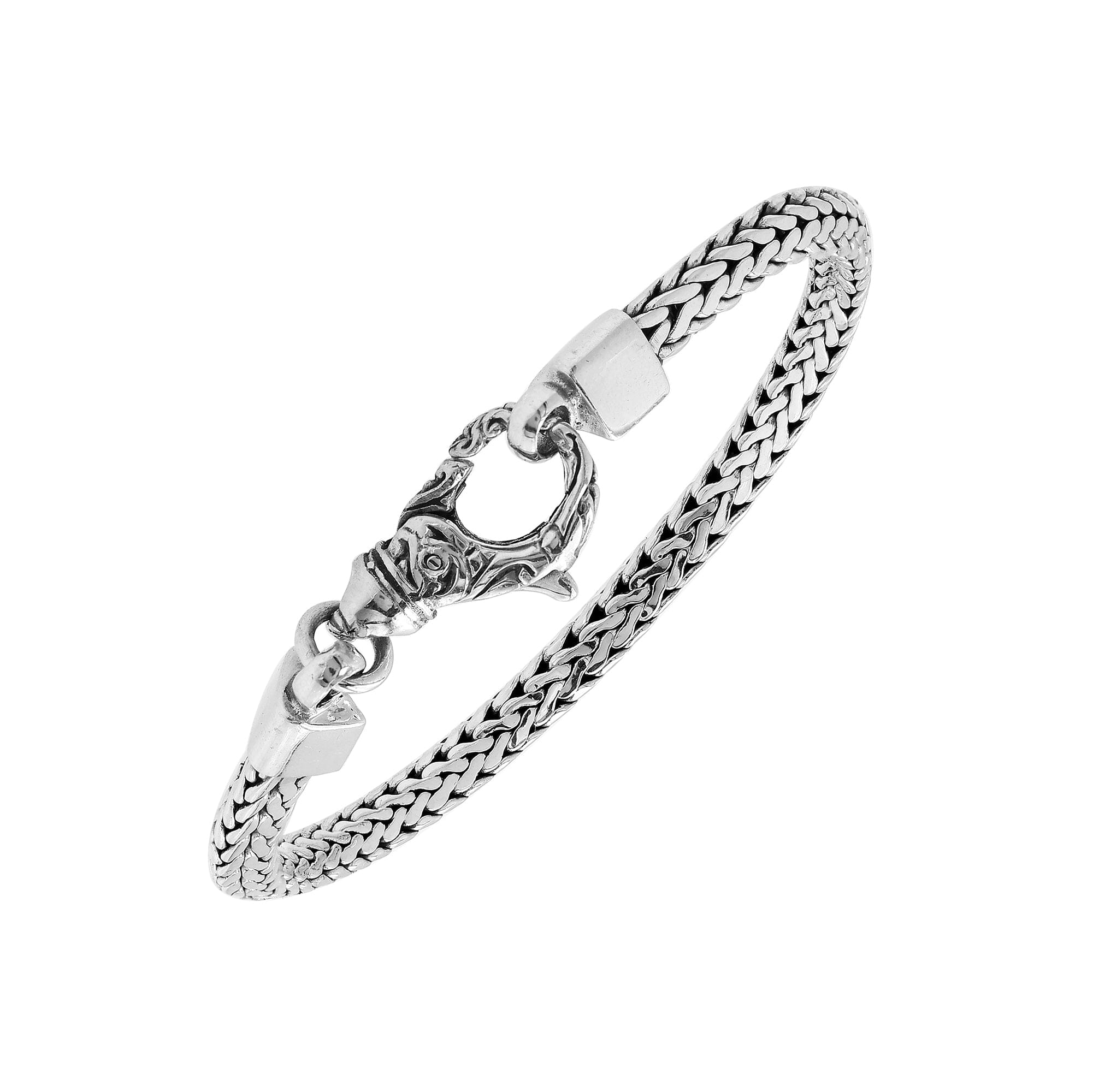 AB-6330-S-4MM-7" Sterling Silver Bracelet With Plain Silver Jewelry Bali Designs Inc 