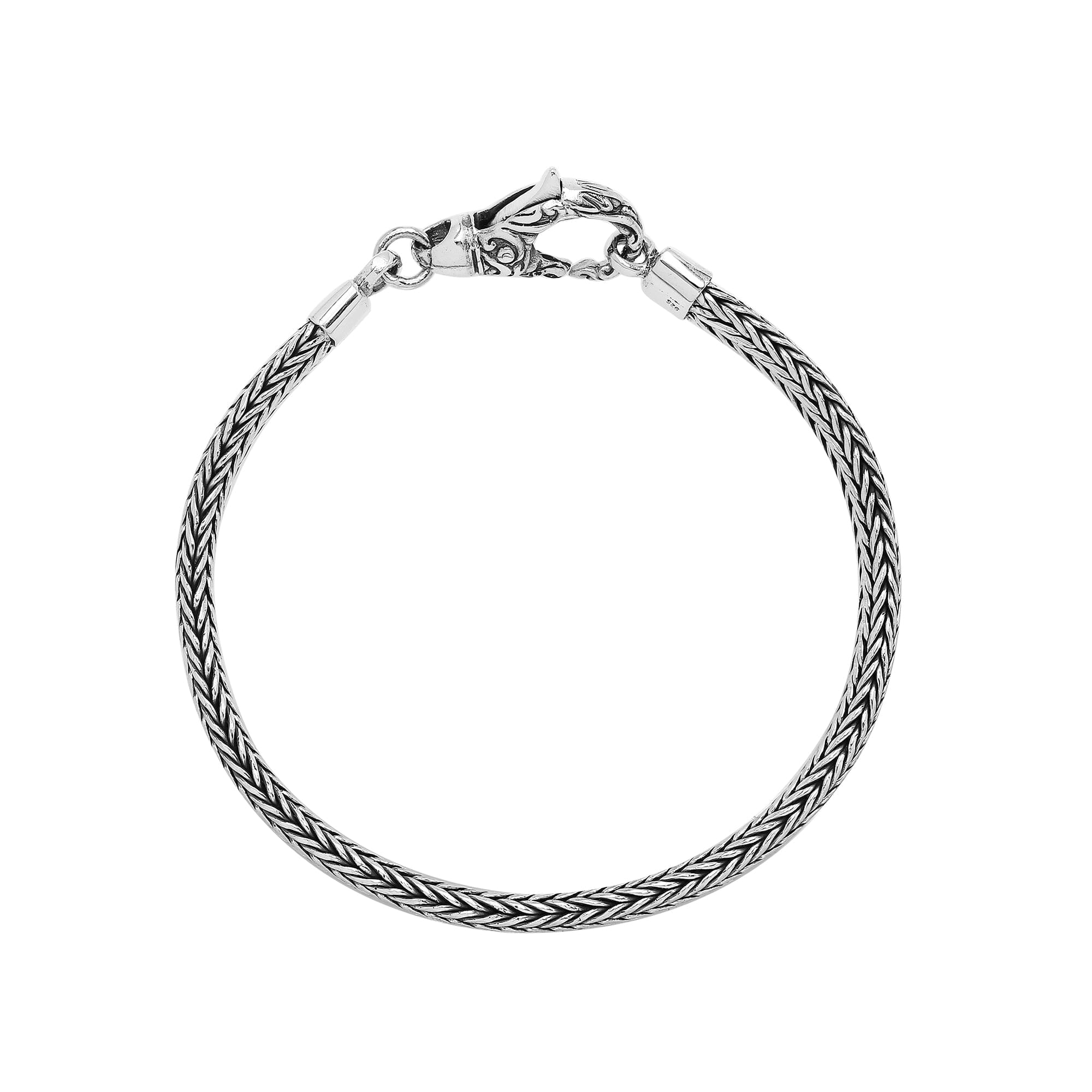AB-6332-S-7" Sterling Silver Bracelet with Plain Silver Jewelry Bali Designs Inc 