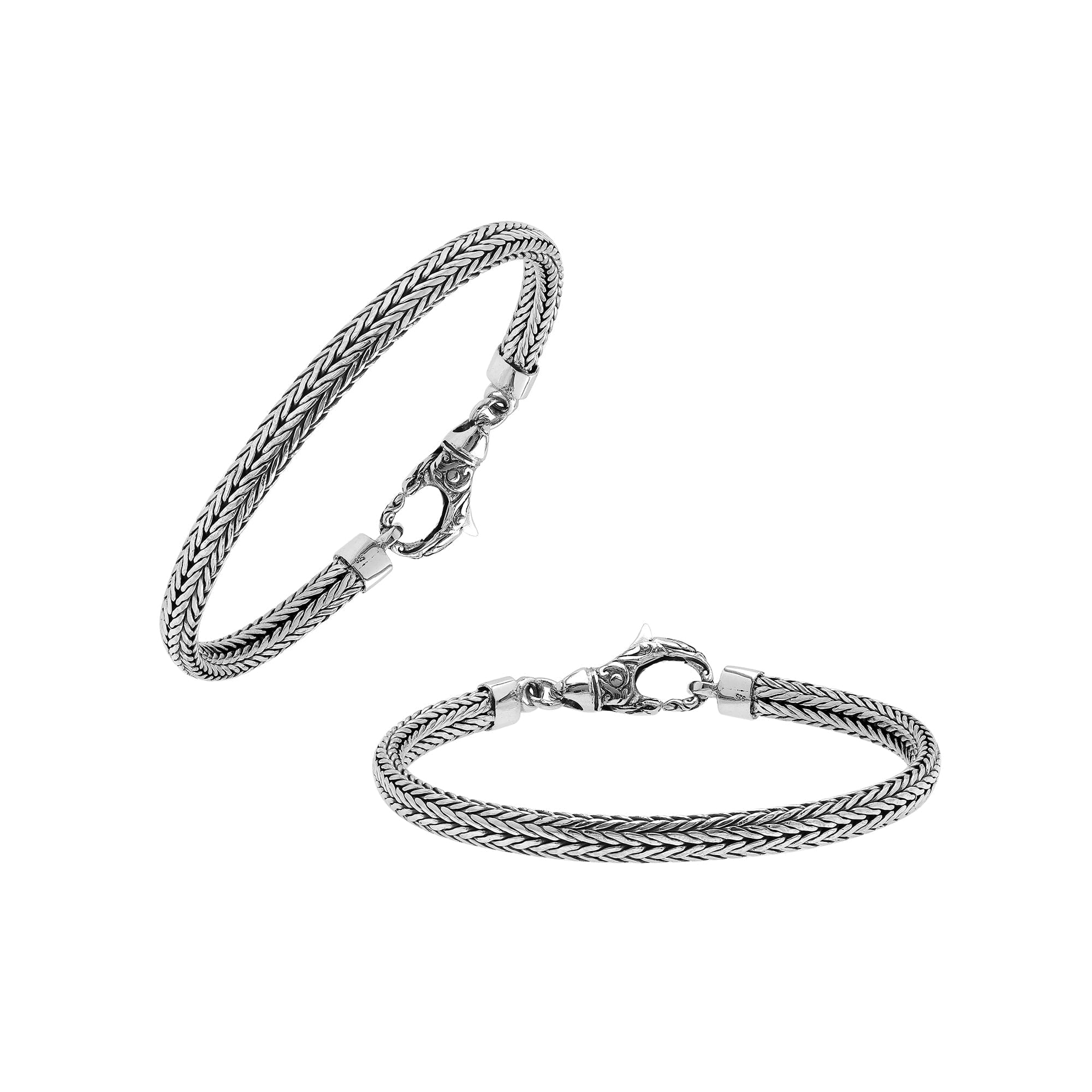 AB-6332-S-7" Sterling Silver Bracelet with Plain Silver Jewelry Bali Designs Inc 