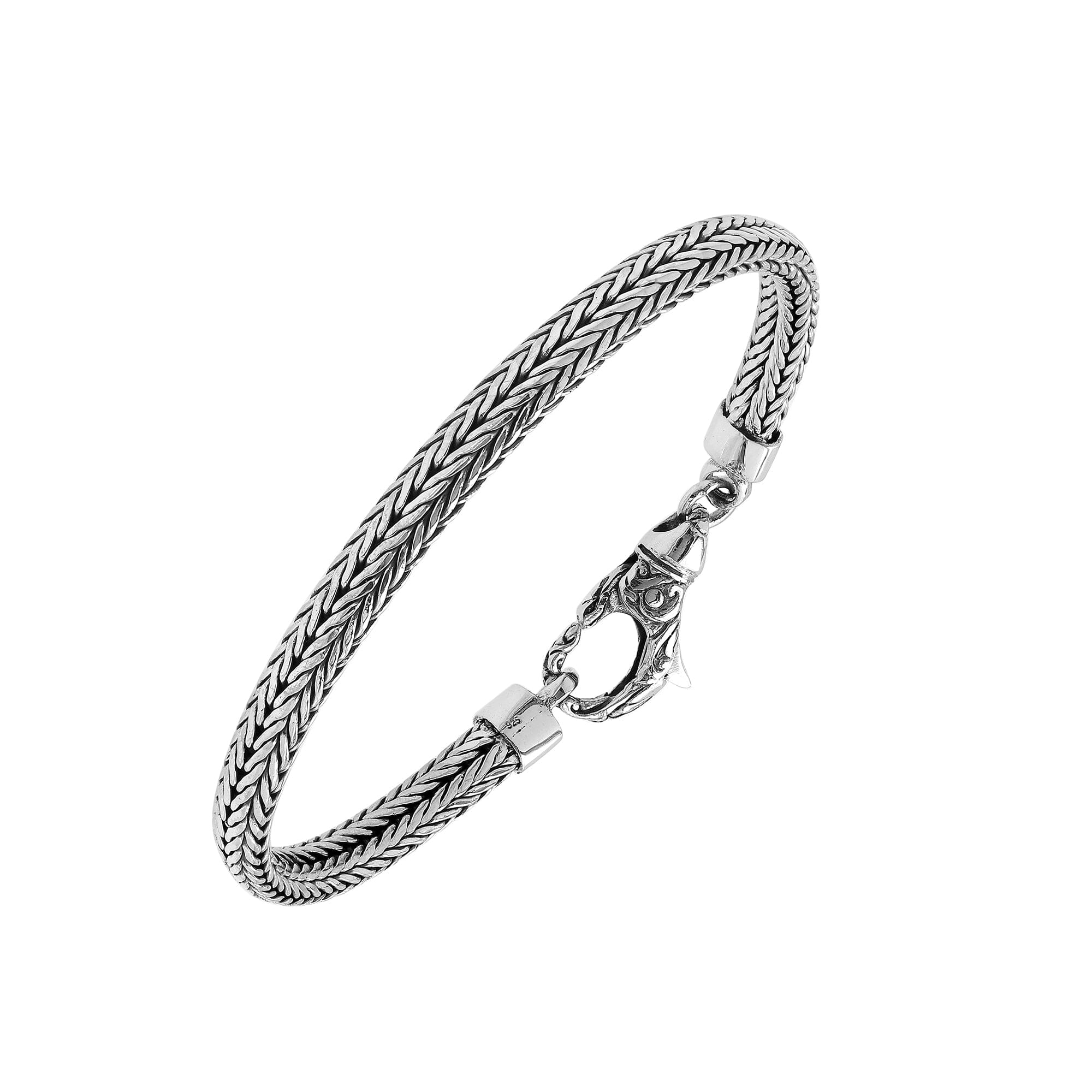 AB-6332-S-7" Sterling Silver Bracelet with Plain Silver Jewelry Bali Designs Inc 