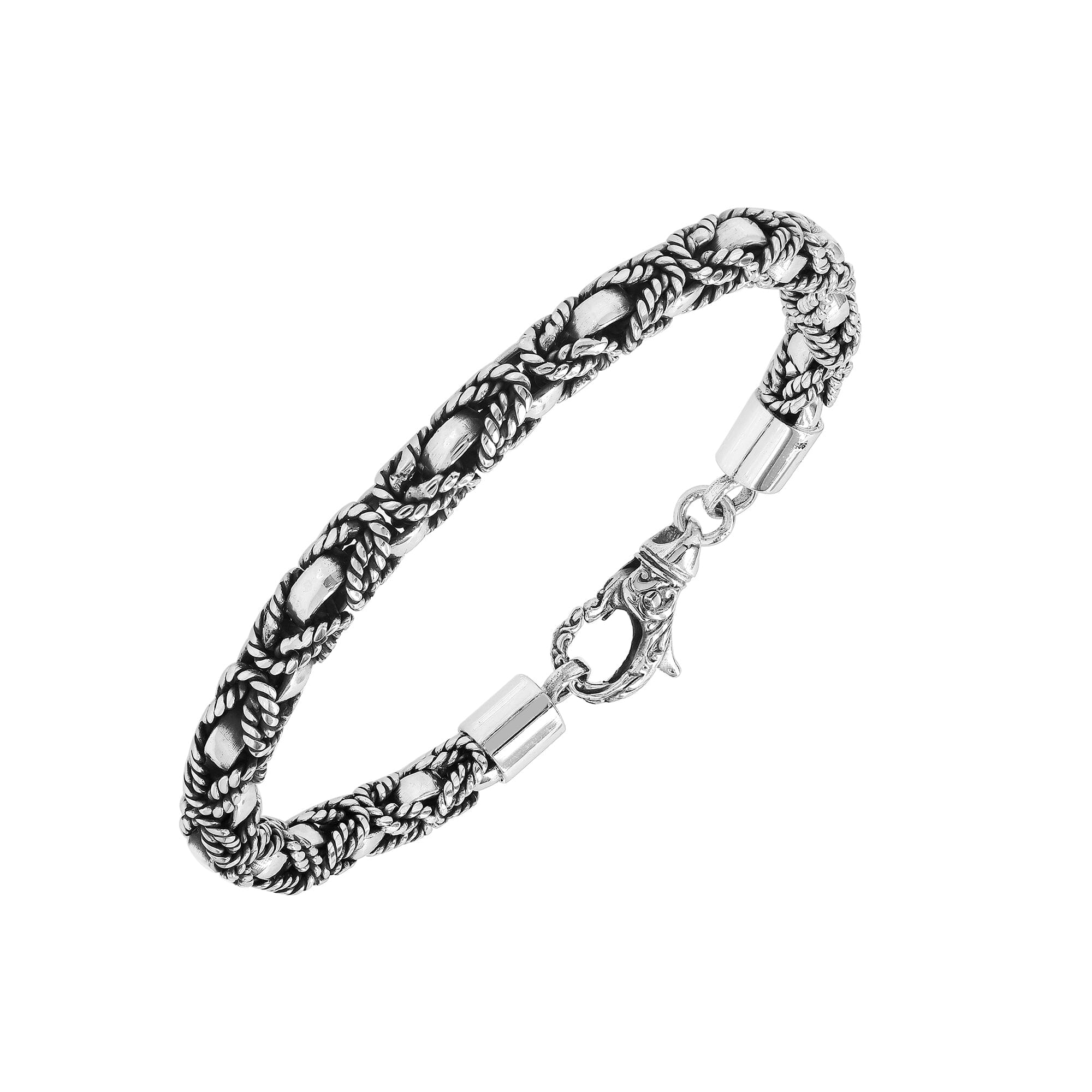 AB-6337-S-5MM-7" Bali Hand Crafted Sterling Silver Bracelet With Lobster Jewelry Bali Designs Inc 