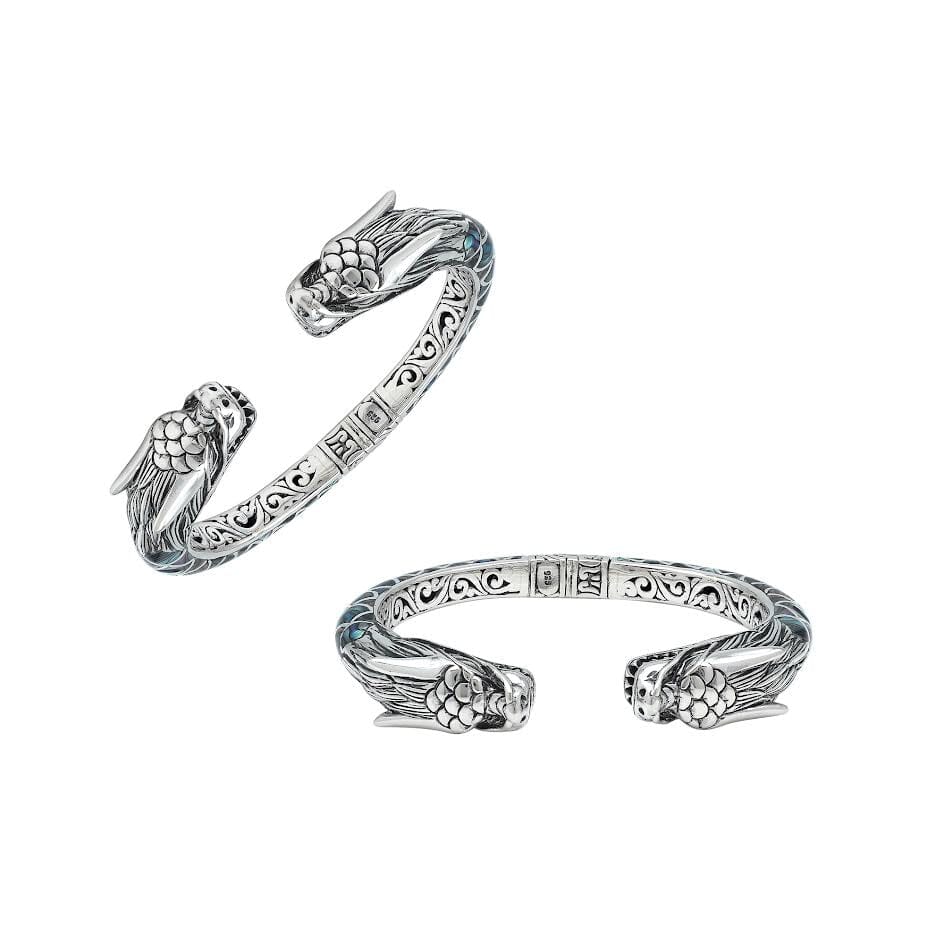 AB-6343-AB Sterling Silver Bangle With Abalone Shell Jewelry Bali Designs Inc 