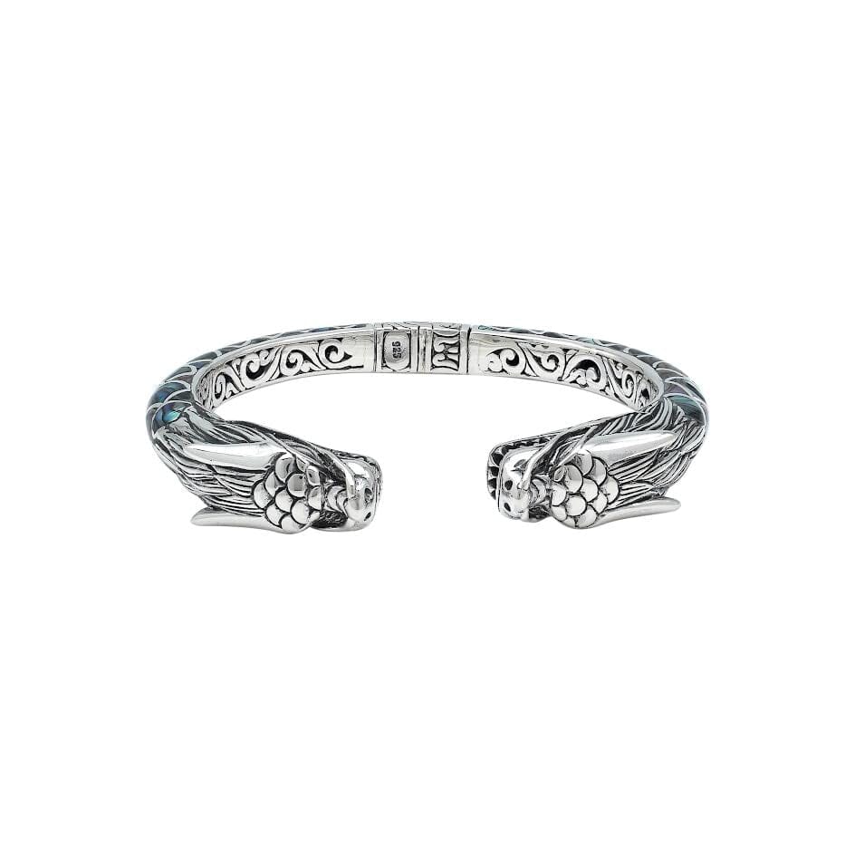 AB-6343-AB Sterling Silver Bangle With Abalone Shell Jewelry Bali Designs Inc 