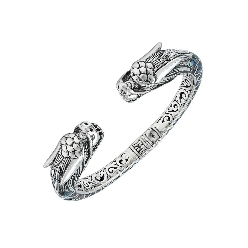 AB-6343-AB Sterling Silver Bangle With Abalone Shell Jewelry Bali Designs Inc 