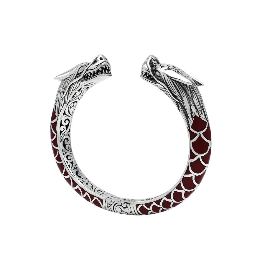 AB-6343-CR Sterling Silver Bangle With Coral Jewelry Bali Designs Inc 