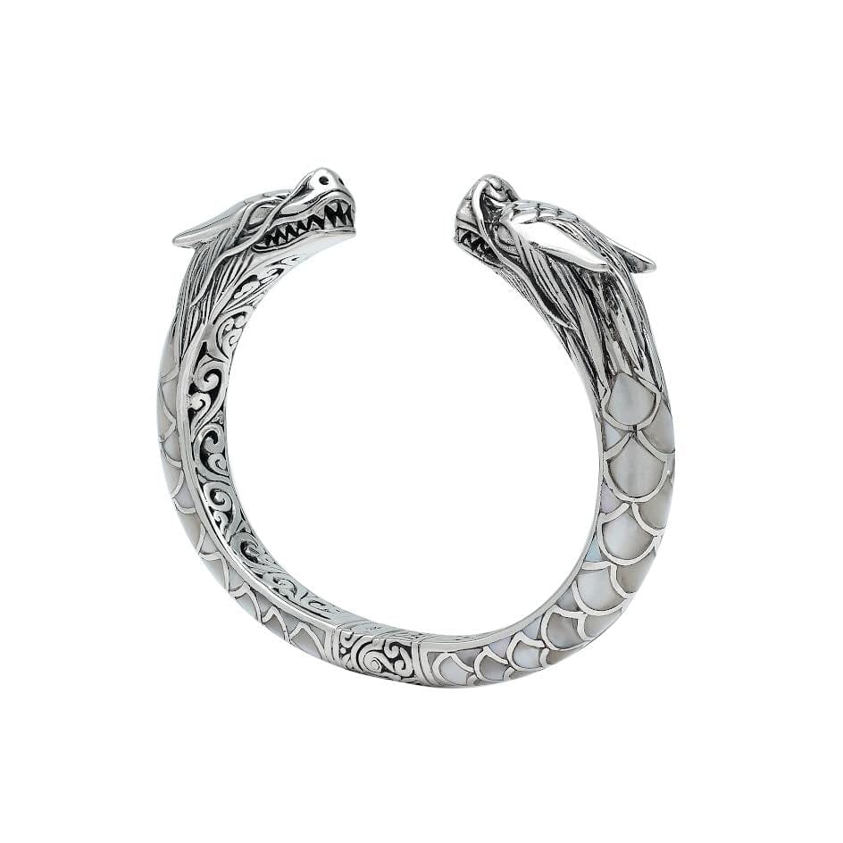 AB-6343-MOP Sterling Silver Bangle With Mother Of pearl Jewelry Bali Designs Inc 