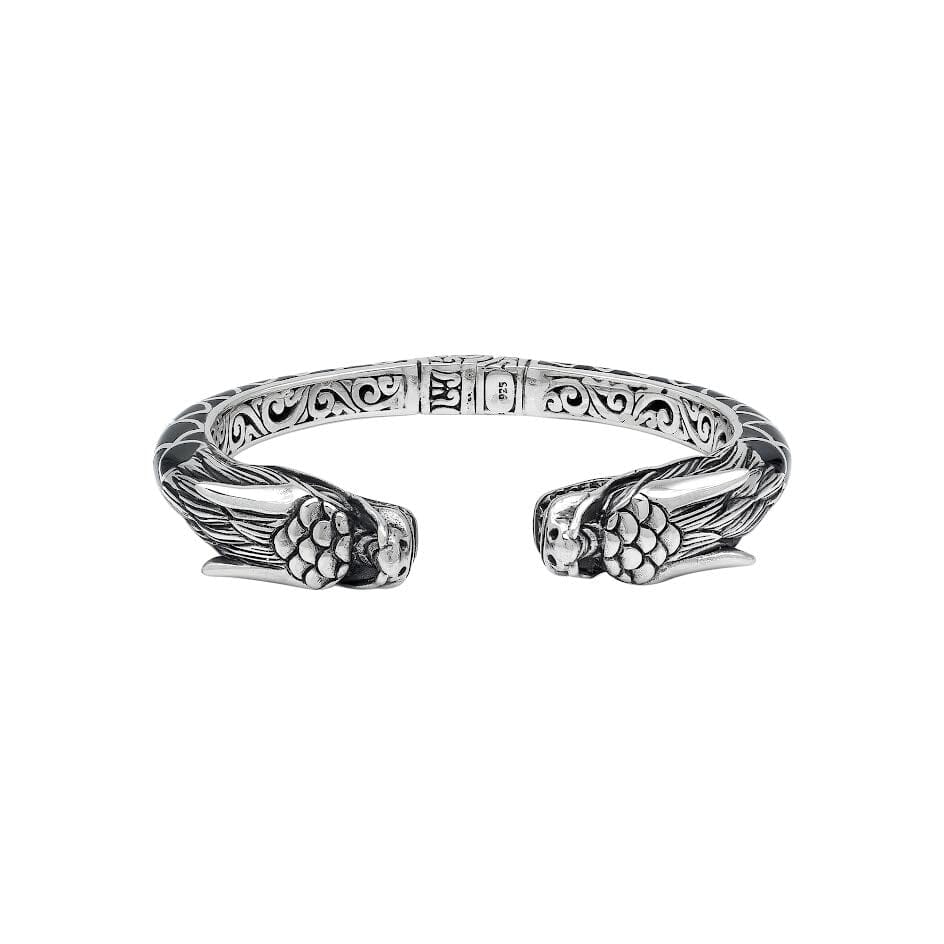 AB-6343-SHB Sterling Silver Bangle With Black Shell Jewelry Bali Designs Inc 