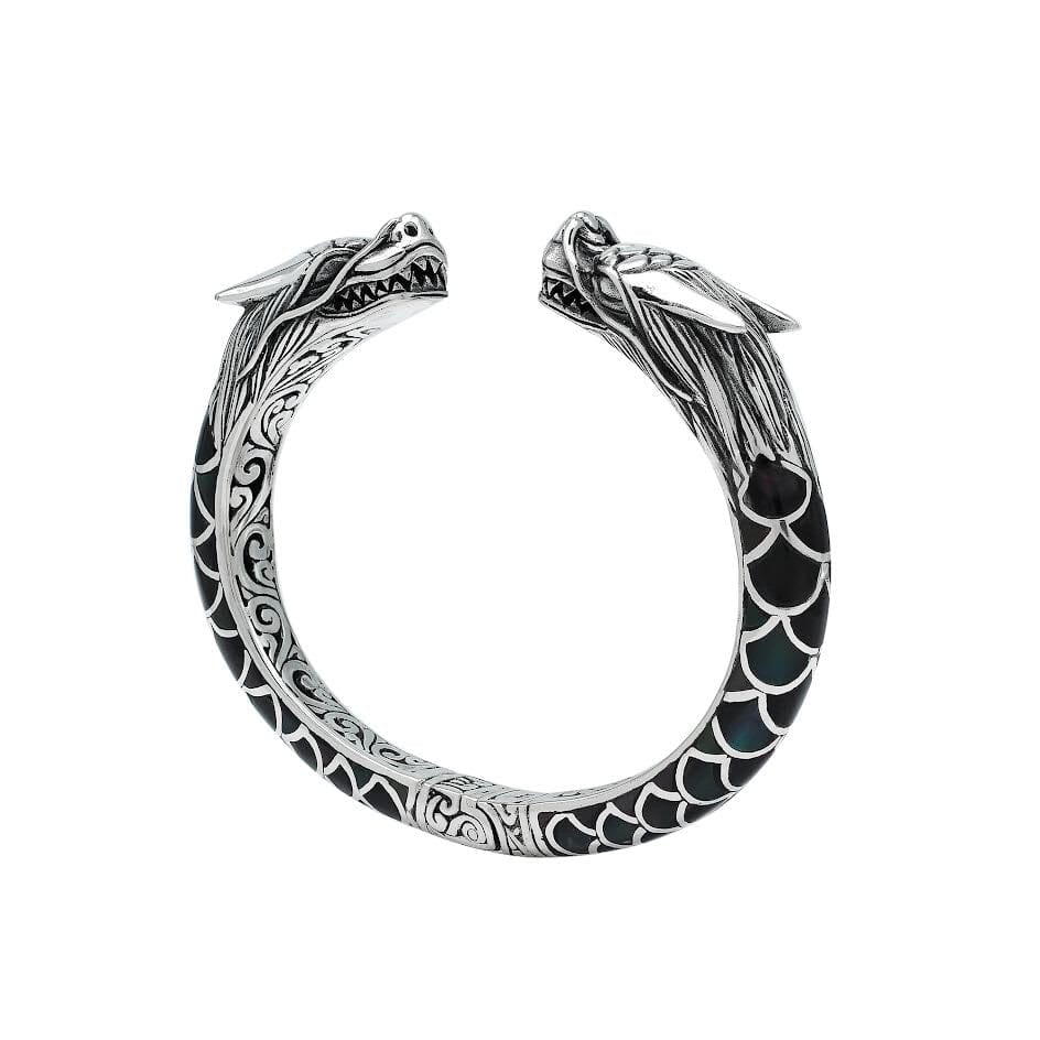 AB-6343-SHB Sterling Silver Bangle With Black Shell Jewelry Bali Designs Inc 