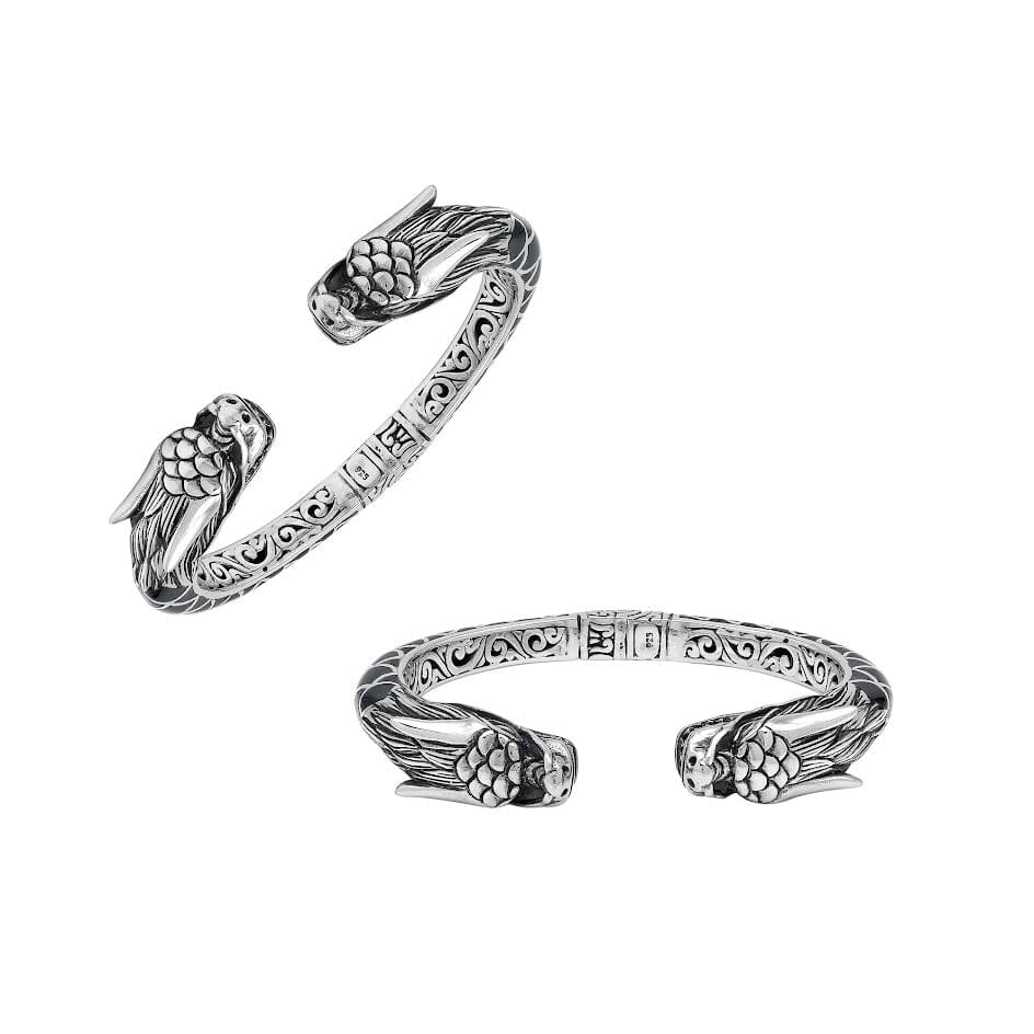 AB-6343-SHB Sterling Silver Bangle With Black Shell Jewelry Bali Designs Inc 
