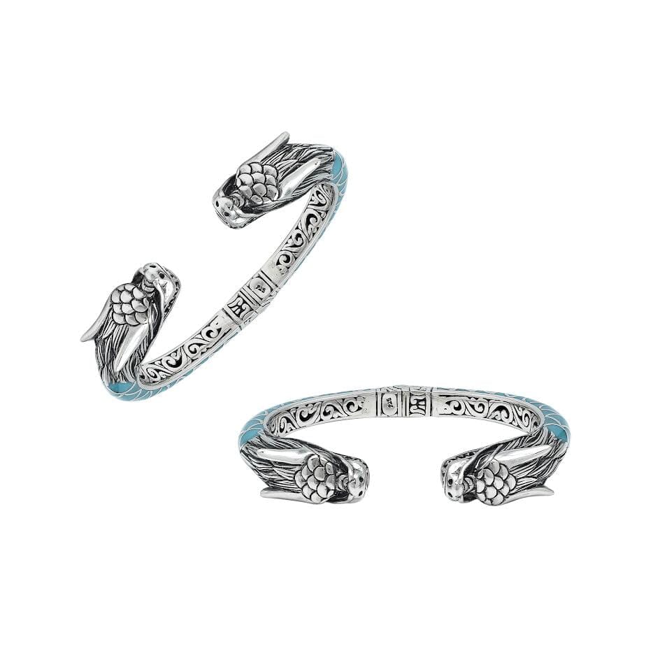 AB-6343-TQ Sterling Silver Bangle With Turquoise Shell Jewelry Bali Designs Inc 