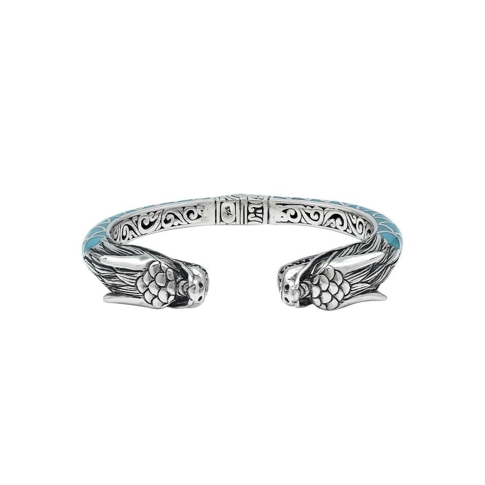 AB-6343-TQ Sterling Silver Bangle With Turquoise Shell Jewelry Bali Designs Inc 