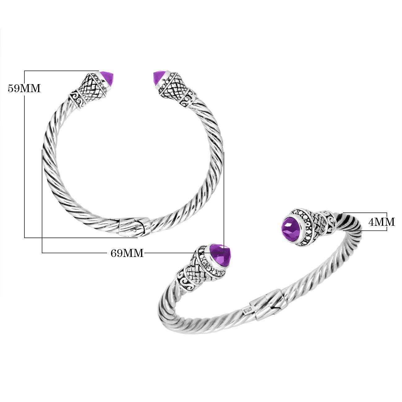 AB-9001-AM Sterling Silver Bangle With Amethyst Q. Jewelry Bali Designs Inc 