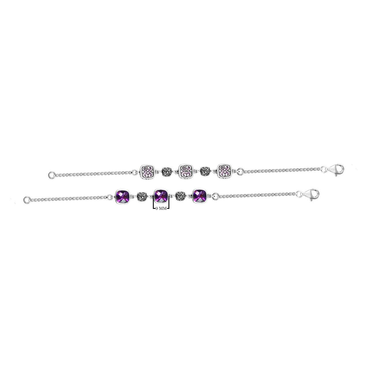 AB-9007-AM Sterling Silver Bracelet With Amethyst Q. Jewelry Bali Designs Inc 