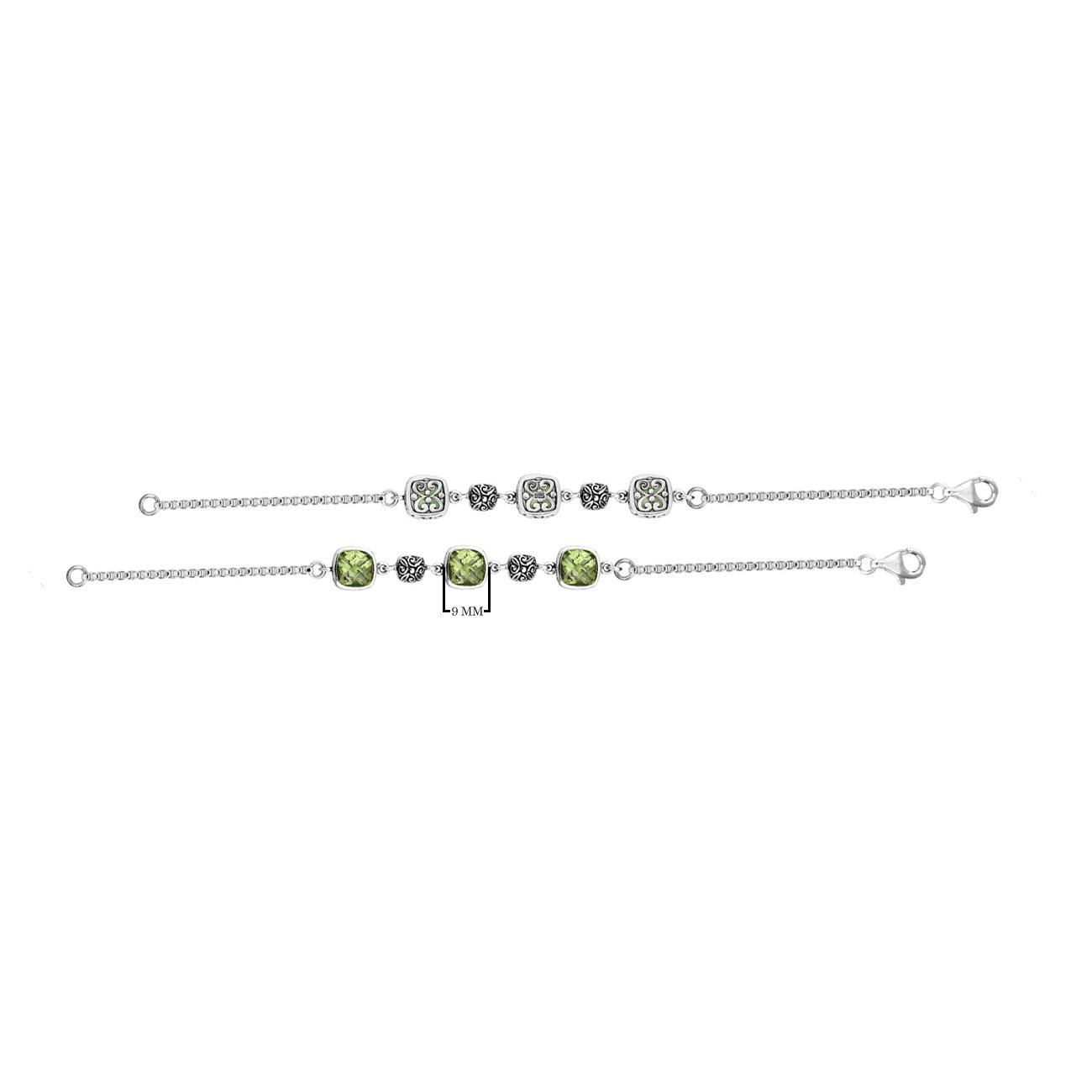 AB-9007-GAM Sterling Silver Bracelet With Green Amethyst Q. Jewelry Bali Designs Inc 