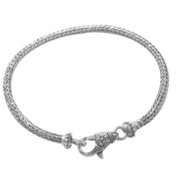 AB-9009-S-7.5" Sterling Silver Bracelet With Plain Silver Jewelry Bali Designs Inc 