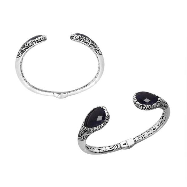 AB-9014-SP Sterling Silver Bangle Bracelet With Sapphire Jewelry Bali Designs Inc 